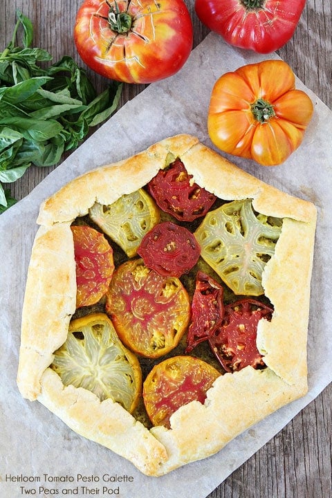 Heirloom Tomato Pesto Galette on twopeasandtheirpod.com #recipe