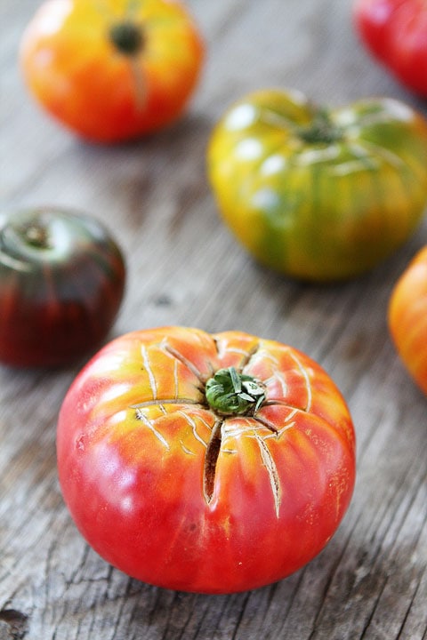 Heirloom Tomato Pesto Galette Recipe from twopeasandtheirpod.com