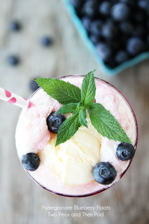 Pomegranate Blueberry Floats Recipe on twopeasandtheirpod.com 