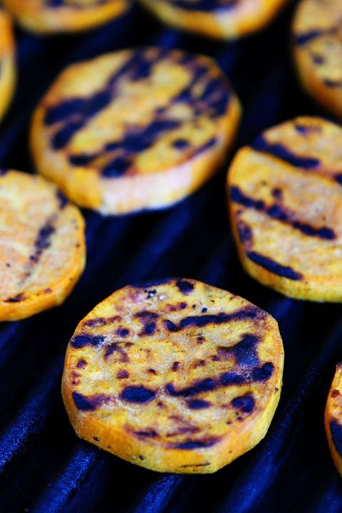 sweet potatoes on grill