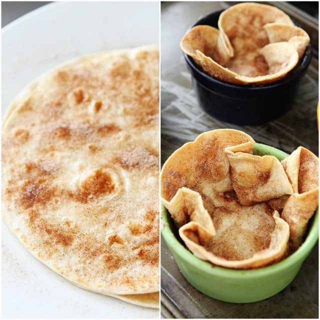 Cinnamon Sugar Tortilla Bowls Recipe on twopeasandtheirpod.com Perfect for serving up ice cream!