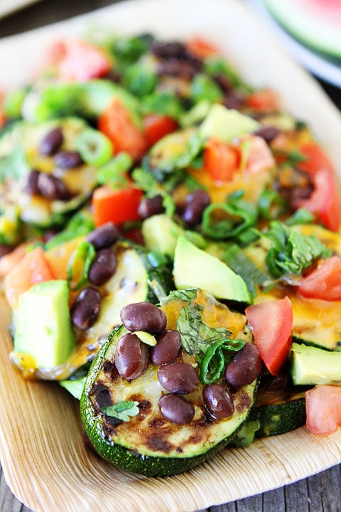 Grilled Zucchini Nachos Recipe on twopeasandtheirpod.com #recipe #zucchini