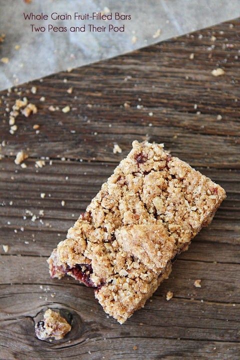 Homemade Fruit-Filled Bar Recipe on twopeasandtheirpod.com Great back to school treat!
