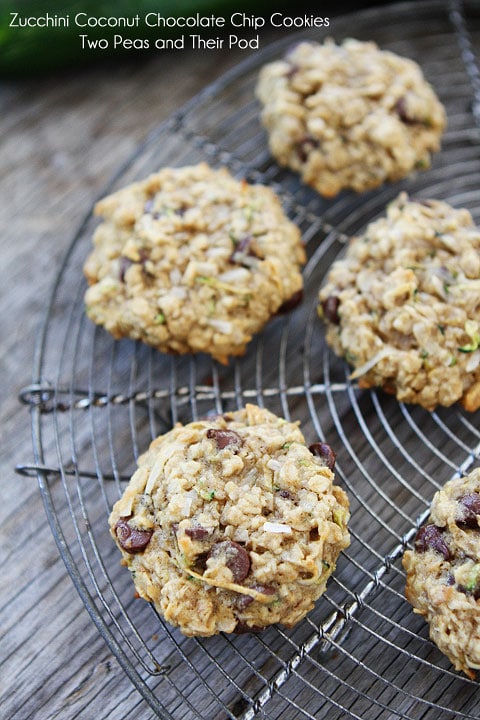 Zucchini cookies on cooling rack