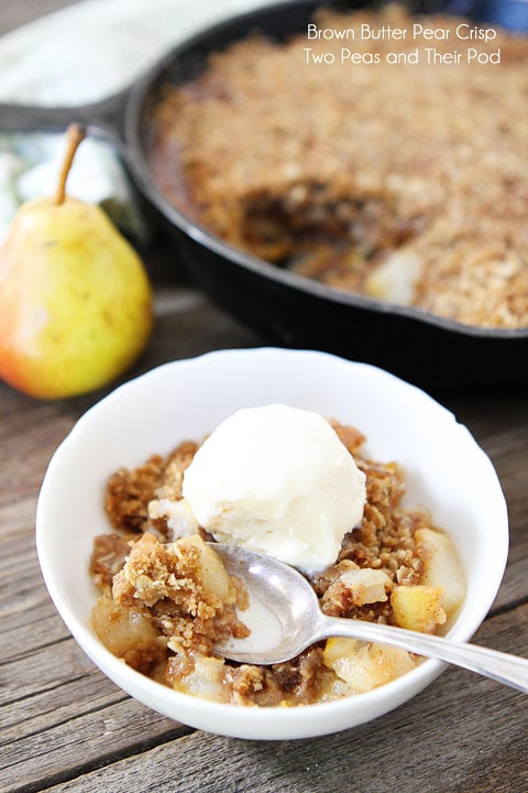 Brown Butter Pear Crisp Recipe on twopeasandtheirpod.com A great dessert for fall!