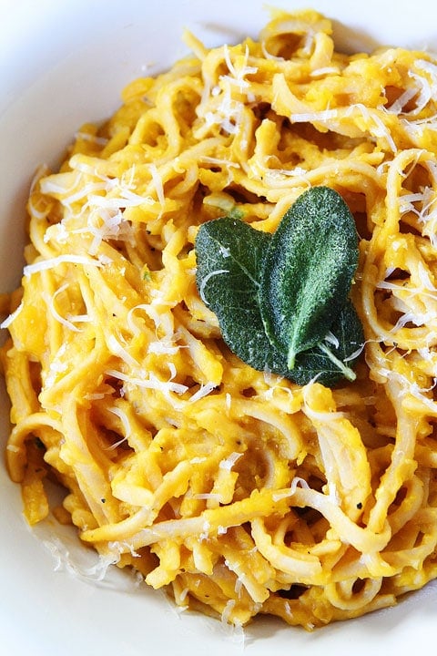 Creamy Butternut Squash Pasta Recipe from twopeasandtheirpod.com A comforting and healthy pasta recipe! 