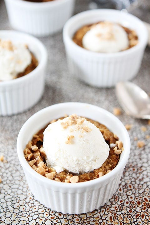 Deep Dish Biscoff Oatmeal Toffee Cookies on twopeasandtheirpod.com Top with ice cream for an extra special treat!