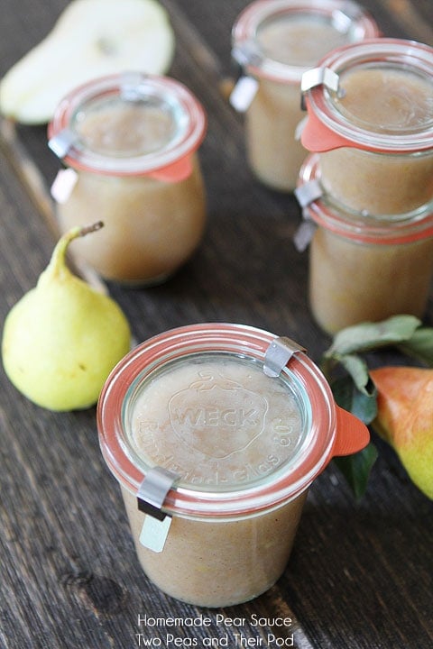 Recipe for Easy Homemade Pear Sauce on twopeasandtheirpod.com #recipe