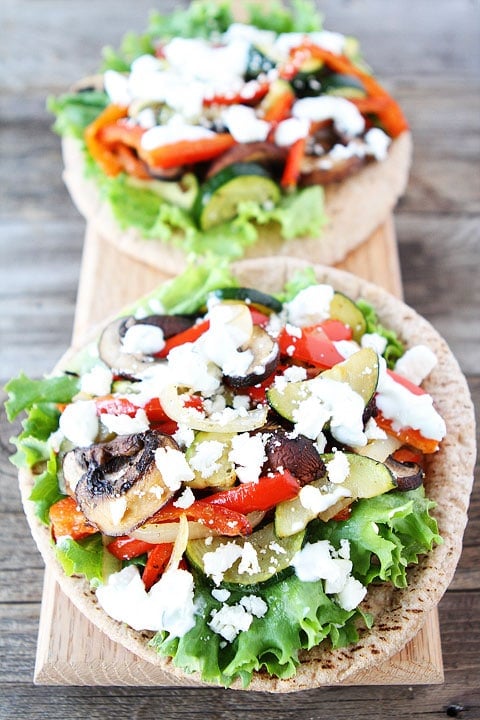 Roasted Vegetable Pita Recipe on twopeasandtheirpod.com #recipe