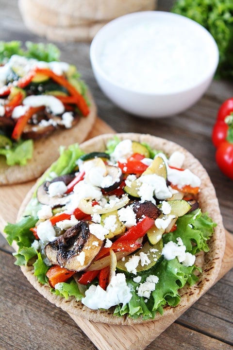 Roasted Vegetable Pita Sandwiches on twopeasandtheirpod.com An easy and healthy meal! #recipe