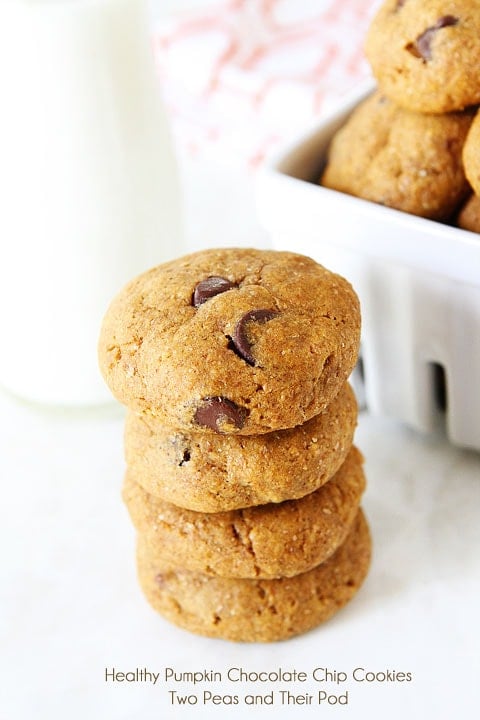 Vegan Pumpkin Chocolate Chip Cookie Recipe on twopeasandtheirpod.com #recipe
