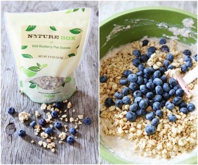 Recipe for Whole Wheat Blueberry Granola Pancakes on twopeasandtheirpod.com