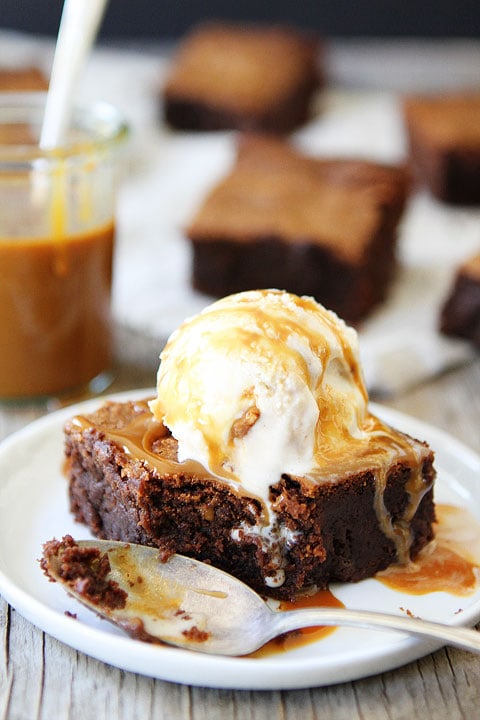 Dulce De Leche Brownies on twopeasandtheirpod.com These brownies are amazing!