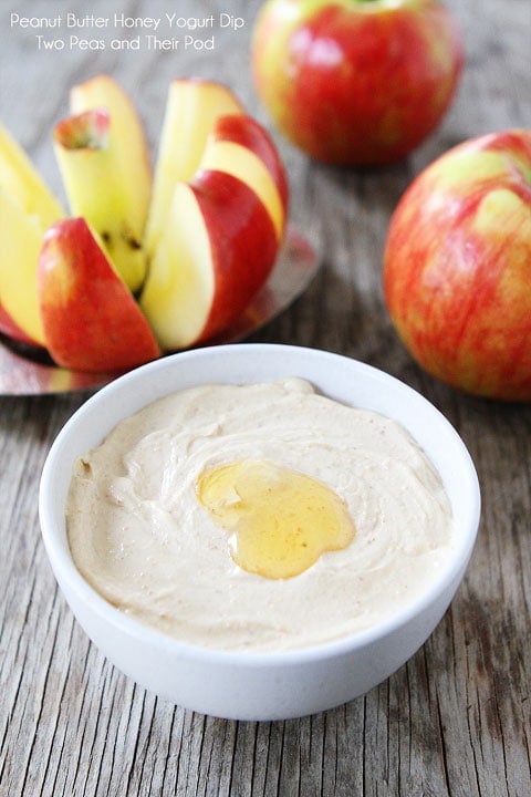 Peanut Butter Honey Yogurt Dip Recipe on twopeasandtheirpod.com We love this easy and healthy dip!