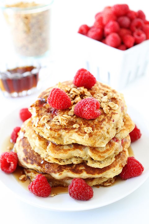 Raspberry-Coconut-Granola-Pancakes-4