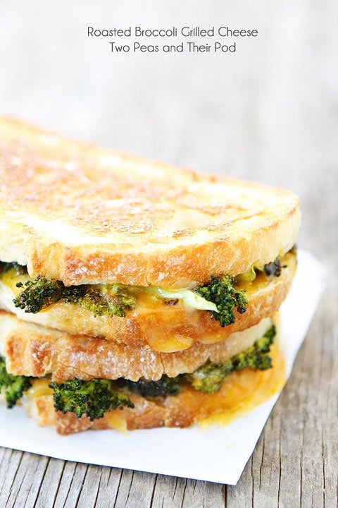 Roasted Broccoli Grilled Cheese Recipe on twopeasandtheirpod.com