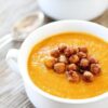 Crockpot Butternut Squash Soup Recipe with maple roasted chickpeas