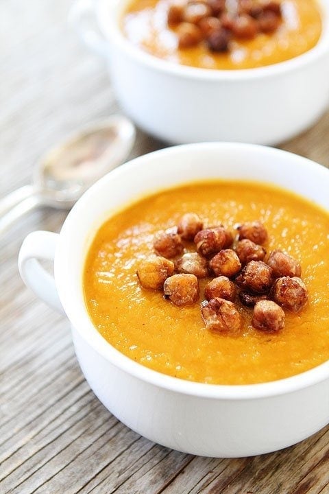 Slow Cooker Butternut Squash Soup with Maple Roasted Chickpeas Image