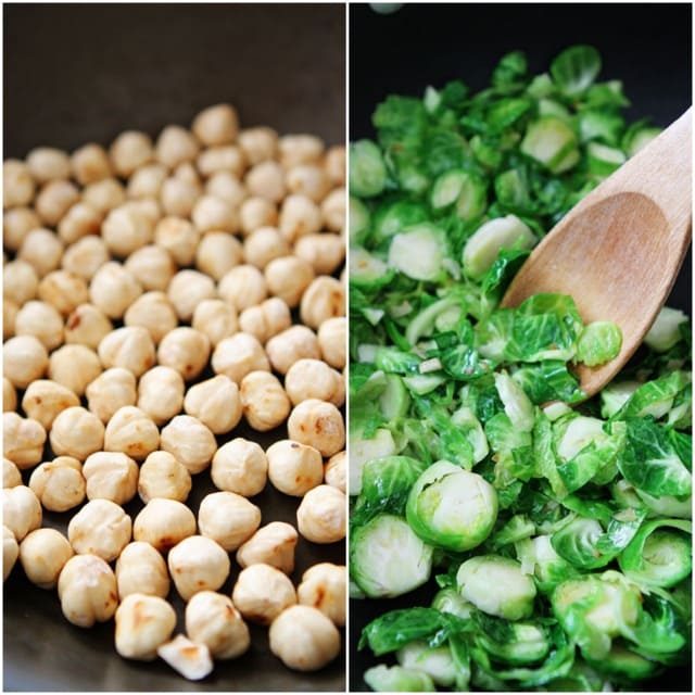 Brown Butter Brussels Sprouts Pasta with Hazelnuts Recipe on twopeasandtheirpod.com 