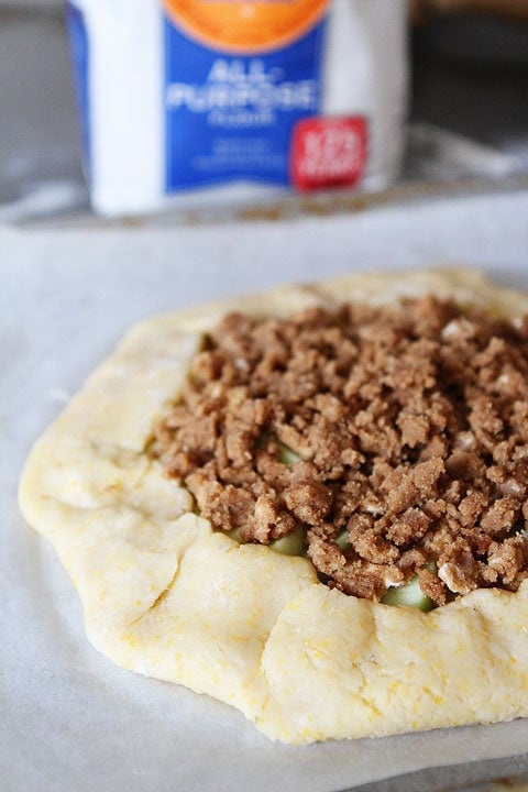 Apple Galette Recipe with cinnamon streusel topping on twopeasandtheirpod.com 