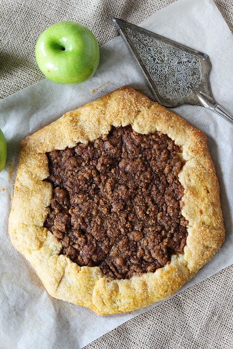 Apple Cinnamon Streusel Galette Recipe on twopeasandtheirpod.com Love this easy dessert! So much easier than making pie crust!