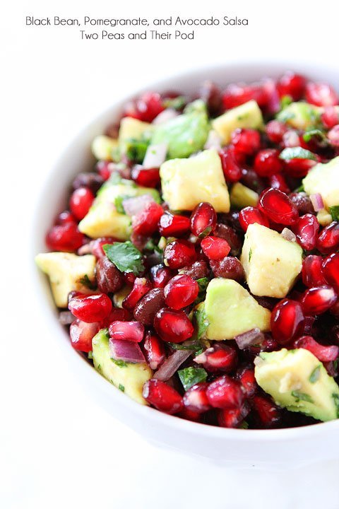 Black Bean, Pomegranate, and Avocado Salsa Recipe on twopeasandtheirpod.com Love this simple and healthy salsa!