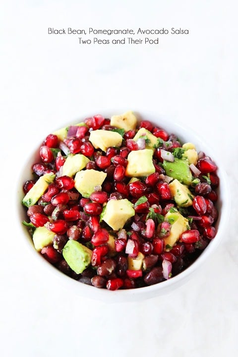 Black Bean, Pomegranate, and Avocado Salsa Recipe on twopeasandtheirpod.com LOVE this healthy salsa!