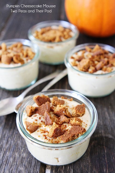 Pumpkin Cheesecake Mousse Recipe on twopeasandtheirpod.com Love this easy dessert! 