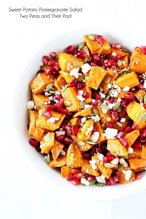 Sweet Potato Pomegranate Salad Recipe on twopeasandtheirpod.com A great side to any meal! 