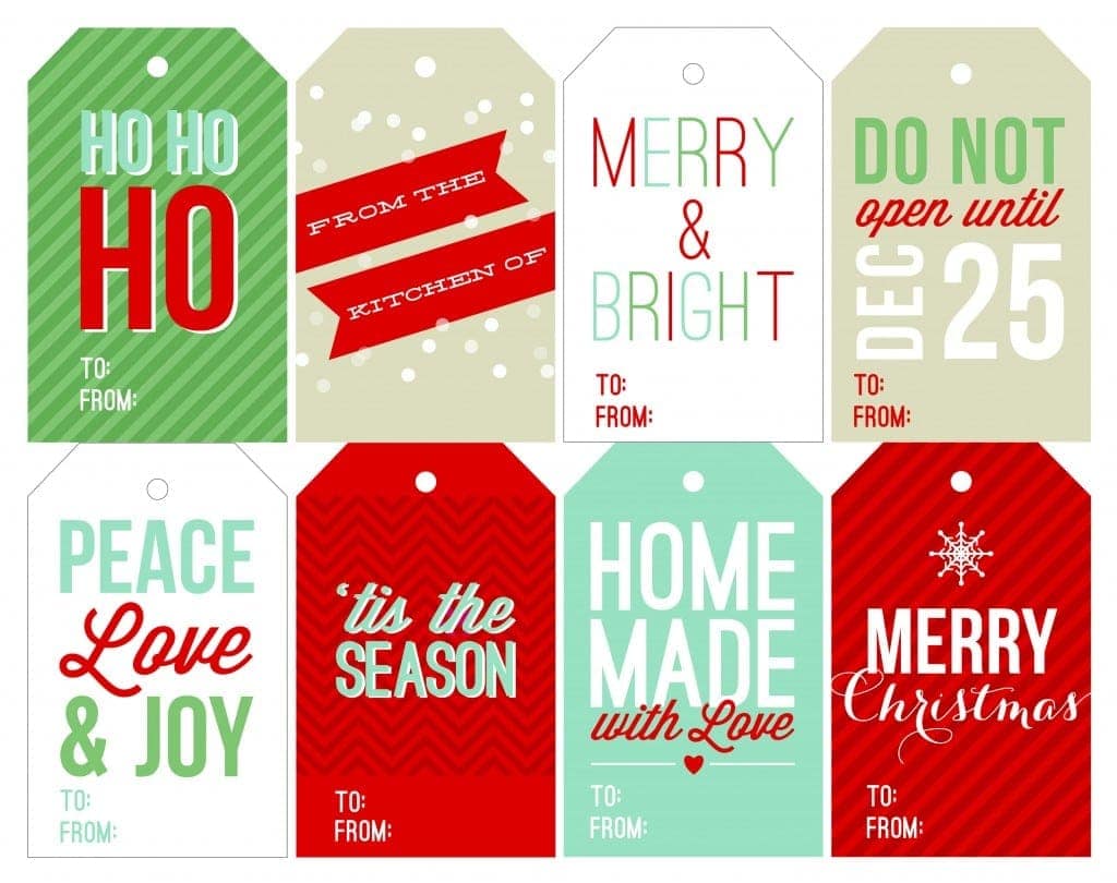 Printable Holiday Gift Tags Instant Download Christmas Gift Tags Red and  Green Holiday Gift Labels Joy Love Merry Happy 