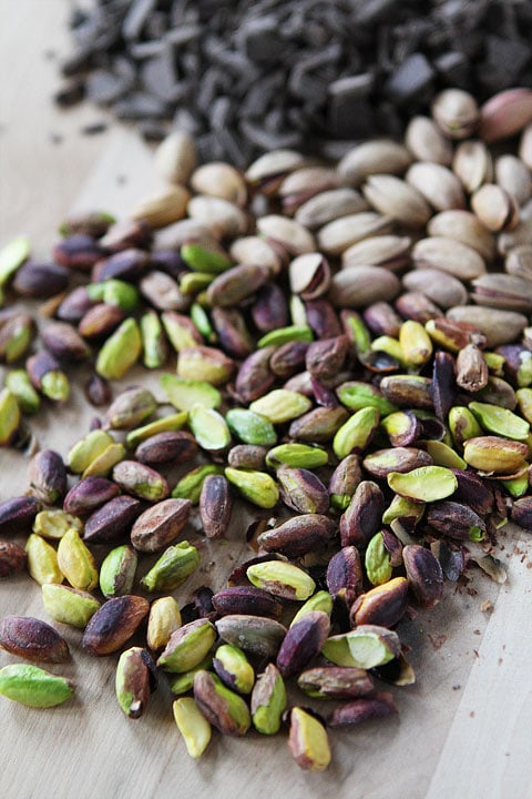 Pistachios for Dark Chocolate Chunk, Pistachio, and Sea Salt Cookies