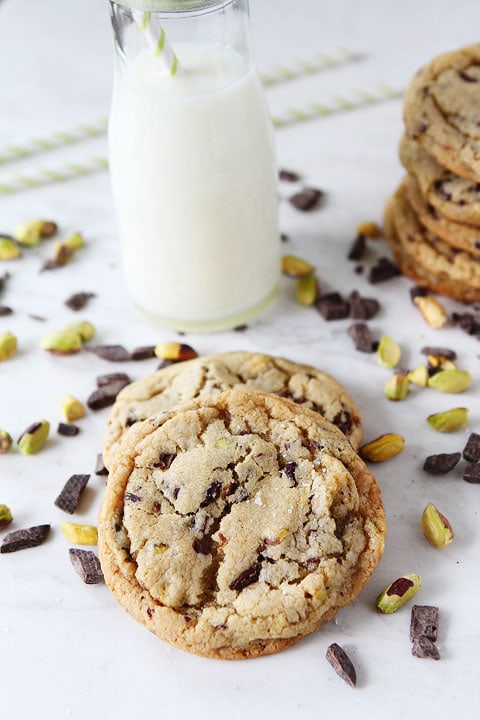 Dark Chocolate Chunk Pistachio and Sea Salt Cookies 