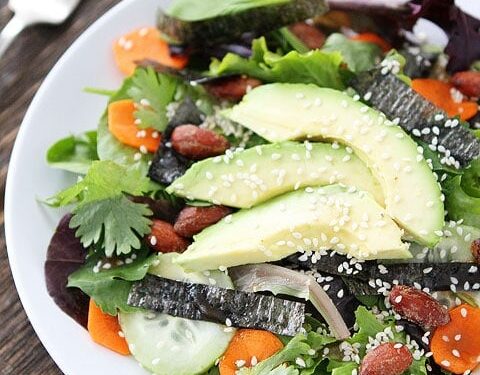 asian green salad with ginger dressing Asian Salad with Ginger Dressing