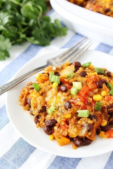 Black Bean and Quinoa Enchilada Bake makes a great easy weeknight dinner