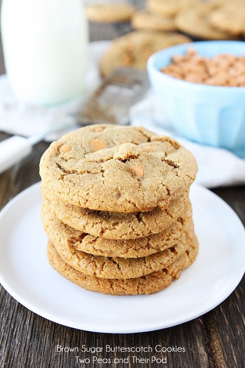 Brown Sugar Butterscotch Cookie Recipe on twopeasandtheirpod.com I'm obsessed with these cookies!