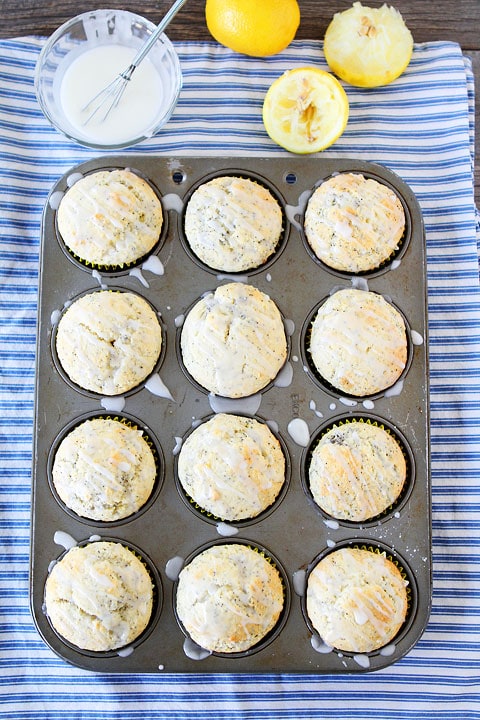 Lemon Poppy Seed Muffins with sweet lemon glaze