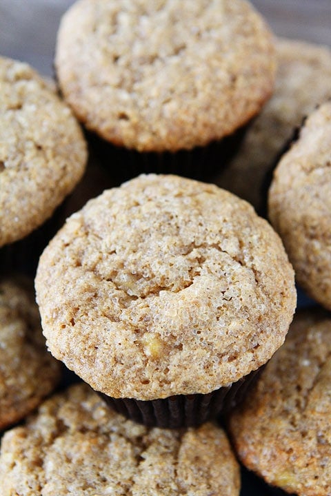 Whole Wheat Banana Muffin Recipe on twopeasandtheirpod.com An easy and healthy breakfast treat!