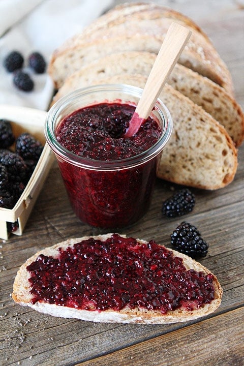 Blackberry Chia Seed Jam Recipe on twopeasandtheirpod.com This jam is SO easy and so good! 