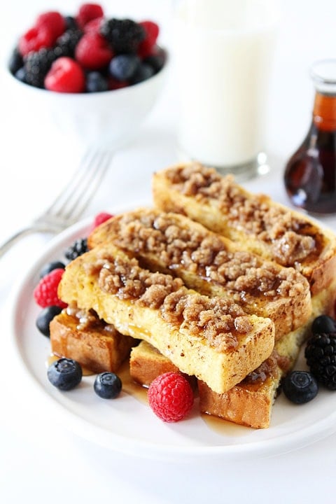 French Toast Sticks with Cinnamon Streusel topping 