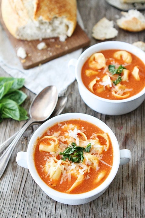 Tortellini Soup serve with crusty bread 