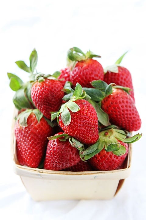 Lemon Chia Seed Pancakes with Roasted Strawberries Recipe on twopeasandtheirpod.com 