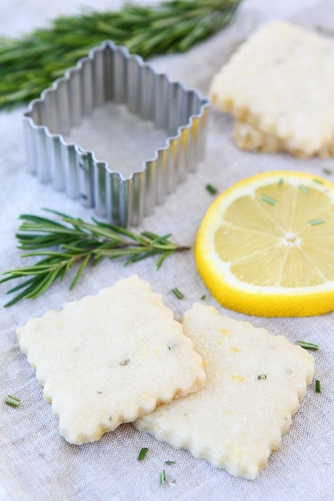 Lemon Rosemary Shortbread Recipe on twopeasandtheirpod.com Love these buttery little cookies!