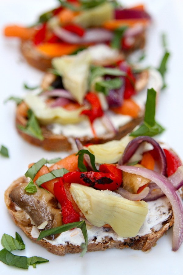 Skillet Vegetables on Cheese Toast Recipe on twopeasandtheirpod.com