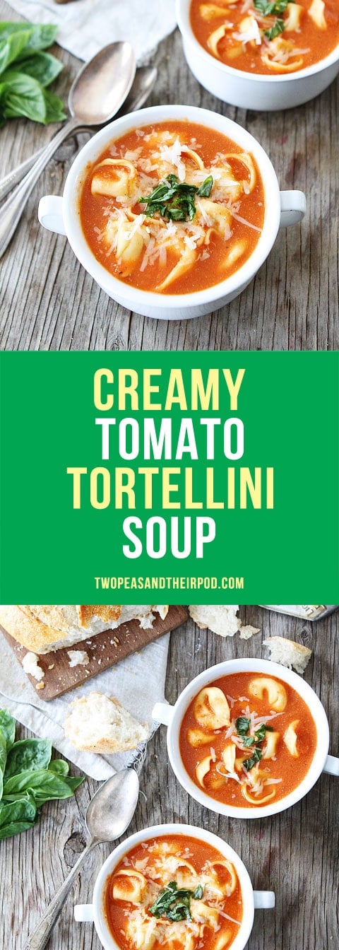 Creamy Tomato Tortellini Soup is the best tomato soup recipe and perfect for lunch or dinner! #soup #tortellini #dinner