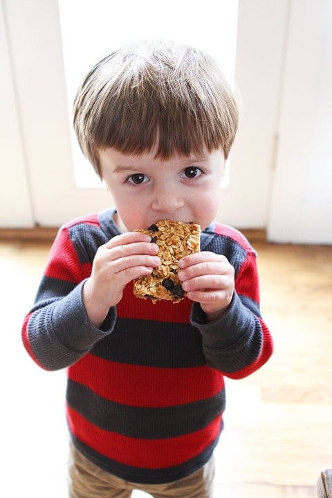 Blueberry Coconut Granola Bars Recipe on twopeasandtheirpod.com 