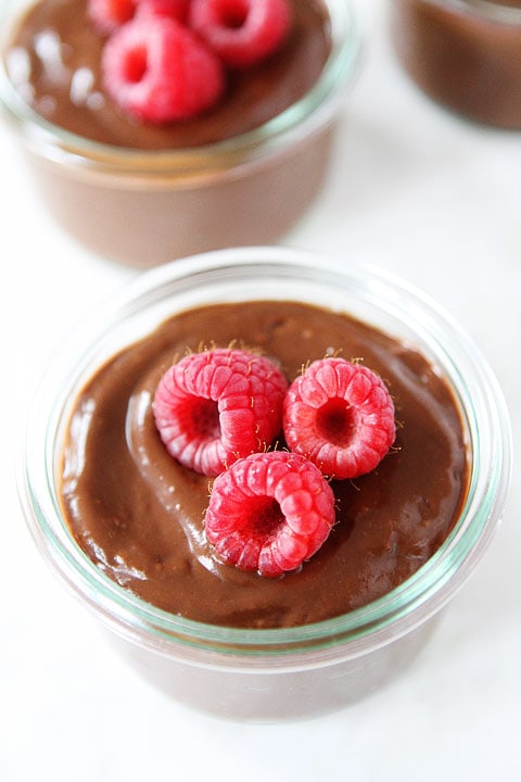 Chocolate Avocado Pudding Recipe on twopeasandtheirpod.com Our 2-year old LOVES this healthy chocolate pudding!