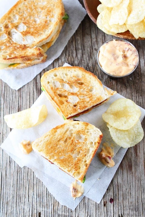 Chorizo Grilled Cheese with Chipotle Mayo Recipe on twopeasandtheirpod.com This grilled cheese sandwich is a winner!