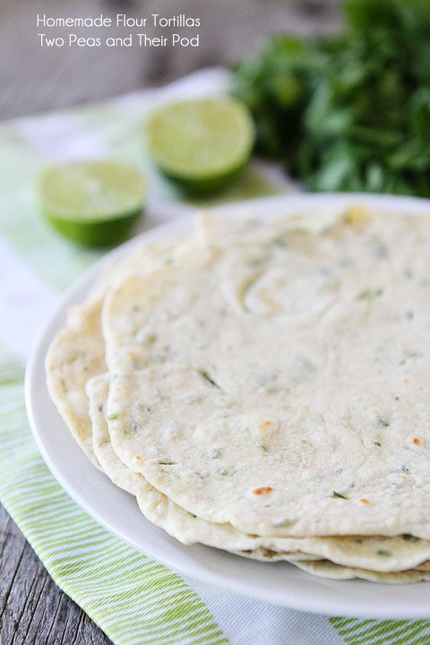 Cilantro Lime Homemade Tortillas on plate