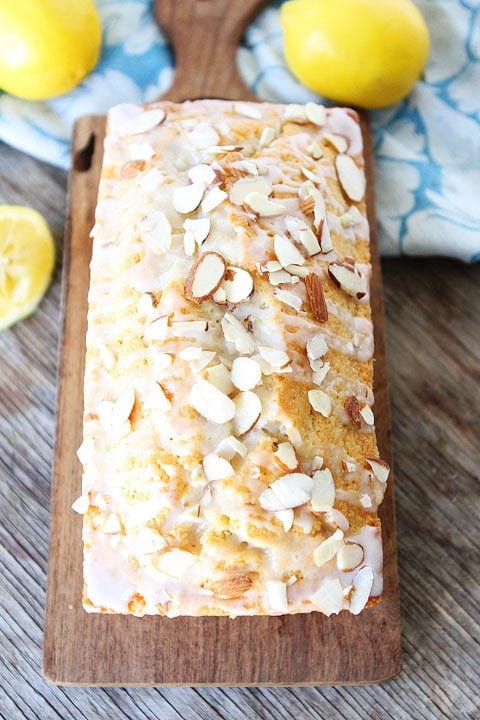 Lemon Almond Bread Recipe on twopeasandtheirpod.com Great for breakfast, brunch, or dessert!