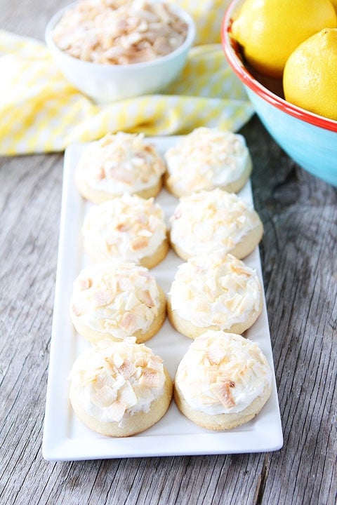 Lemon Cookies with Toasted Coconut Frosting Recipe on twopeasandtheirpod.com Make a batch today!